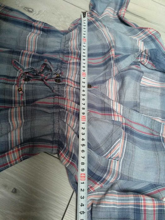 Koszula z długim rękawem odcinana pod biustem imitująca jeans