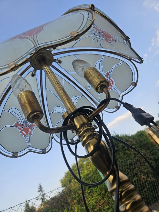 Lampa l 2203 stołowa witrazowa vintage