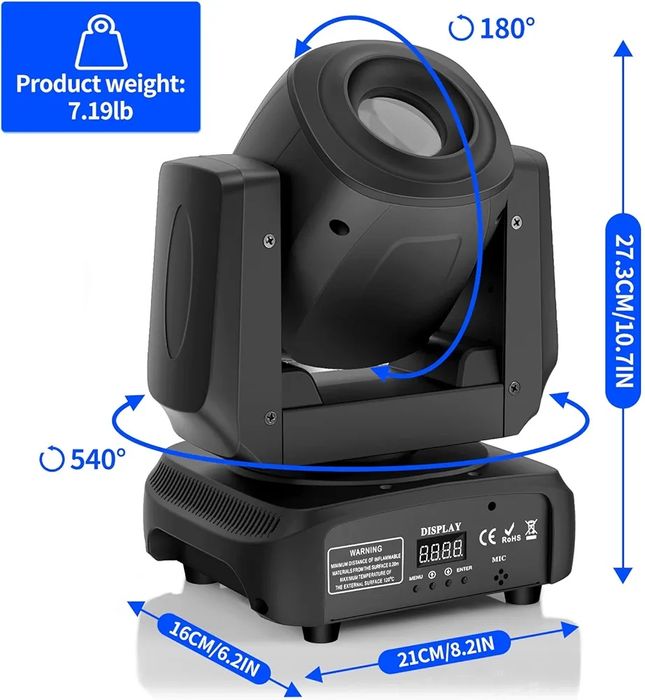 Oświetlenie sceniczne LED DMX-512 100W 8 wzorów RGBW ruchoma głowica