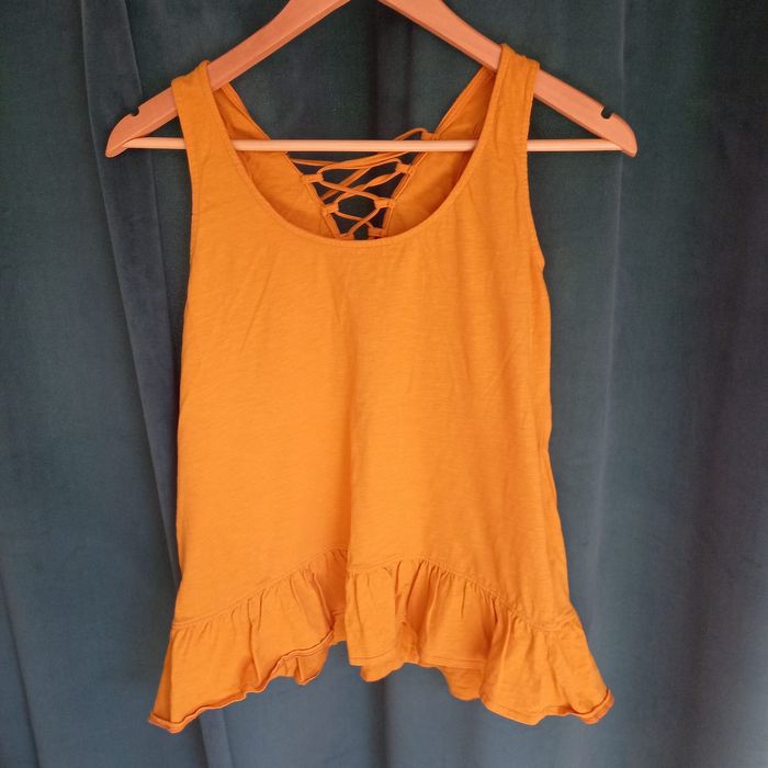 Musztardowa koszulka bez rękawów z wiązaniem Medicine XS