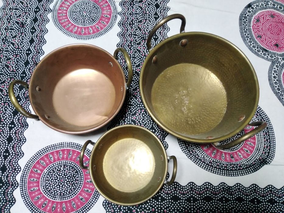 3 Tachos em Cobre e Latão