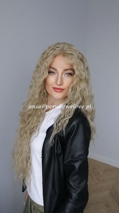 Peruka blond afro loki lace front długie włosy na co dzień