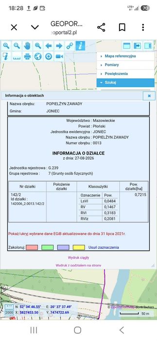 Działka rolna z linią brzegową