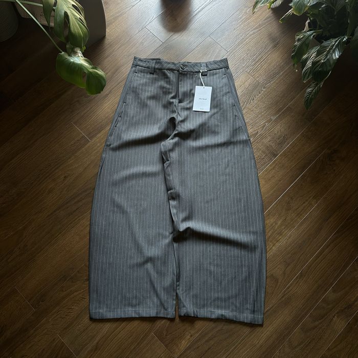 Широкі Сірі Брюки В Полоску Класичні Штани Оверсайз Baggy Oversize Stripe Pleated Gray Pants Брючні Racer Balenci Jaded London Широкие Брюки Оверсайз