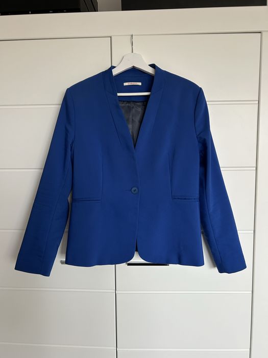 Niebieska kobaltowa elegancka marynarka żakiet Camaieu 40