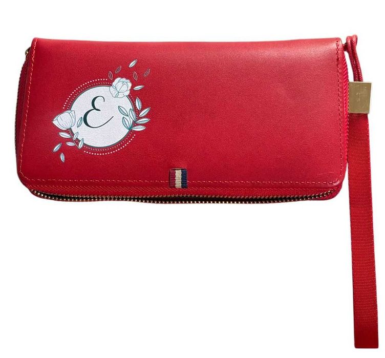 Klasyczny Damski Portfel Czerwony Literka "E" elegancki kod 2473