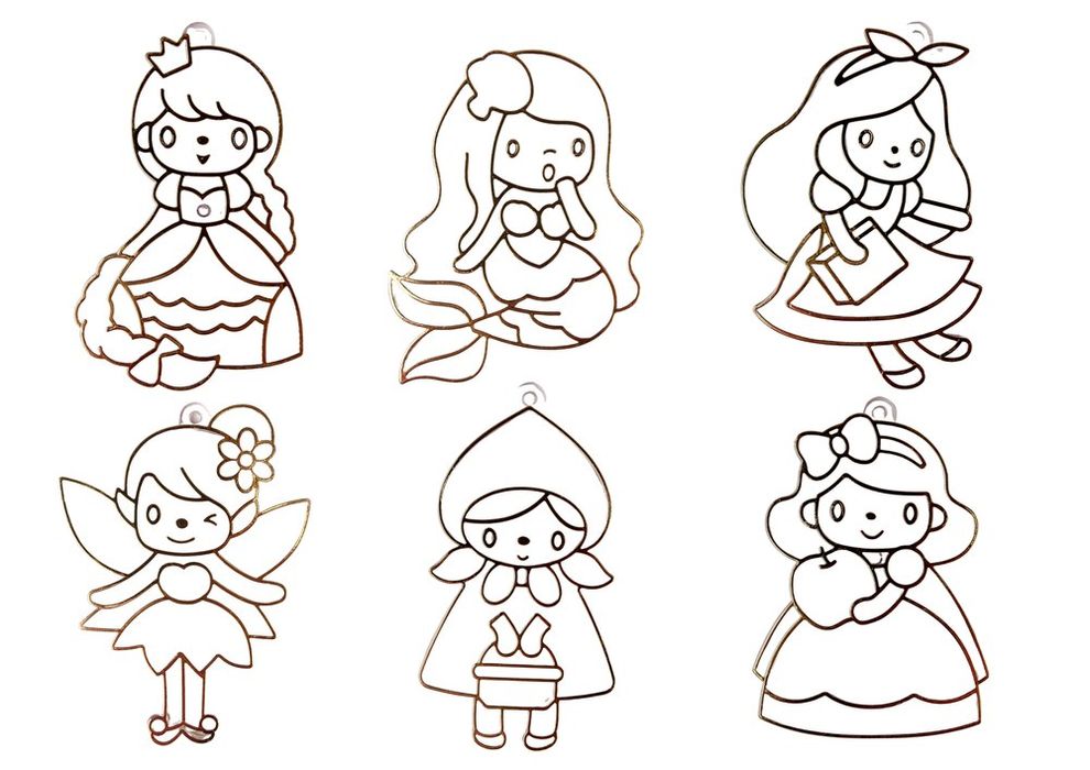 Witraże Zawieszki Do Malowania Zastygająca Farba Księżniczki 6 szt.