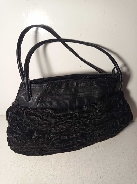 torebka skórzana , mufka karakuły