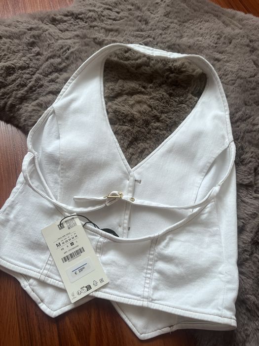 Короткий джинсовий топ ZARA