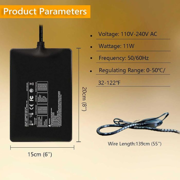 Mata grzewcza do terarium 15x20cm 11w.