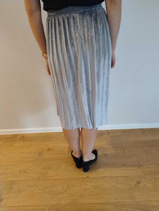 Spódnica plisowana szara, srebrna, 38,M