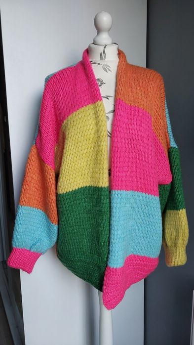 Kardigan sweter multikolorowy oversize