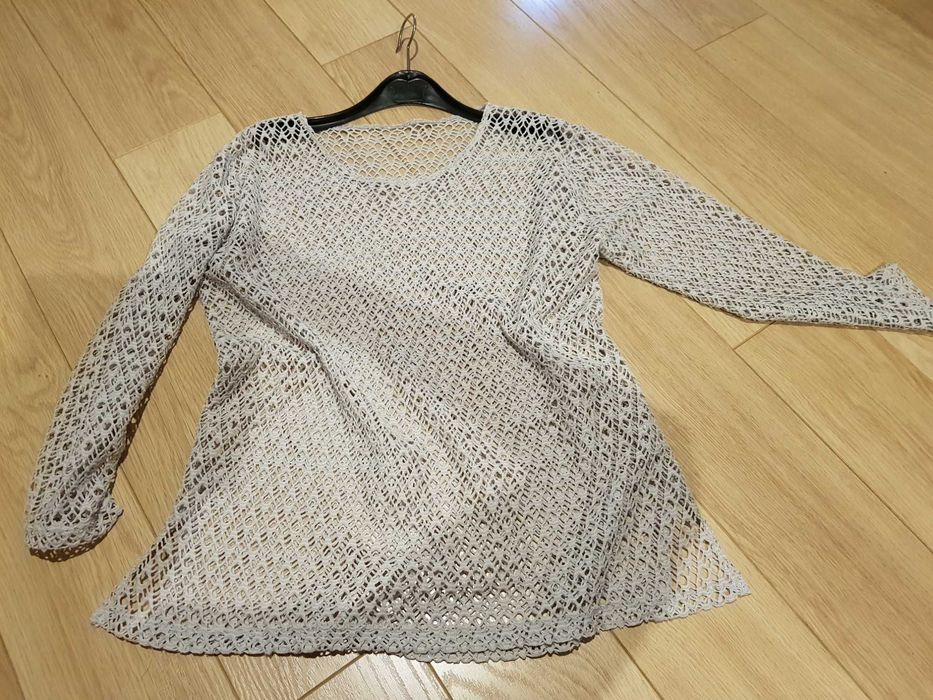 Nietypowa tunika bluzka ażurowa oversize XL XXL st. bardzo dobry