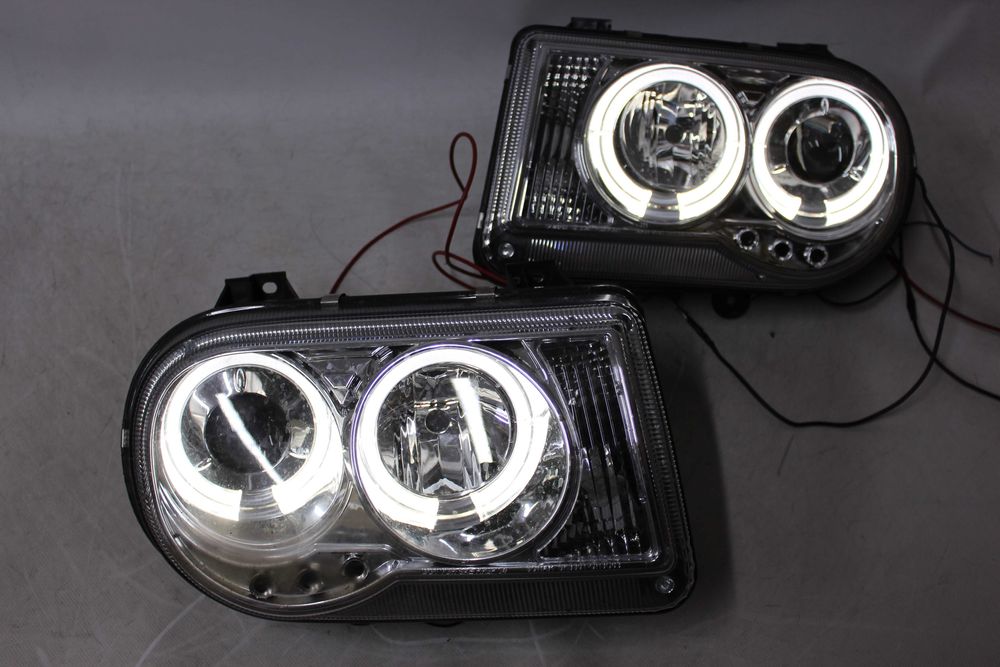 Lampy przednie przód CHRYSLER 300C 05-10 LED Ringi CHROM Angel eyes