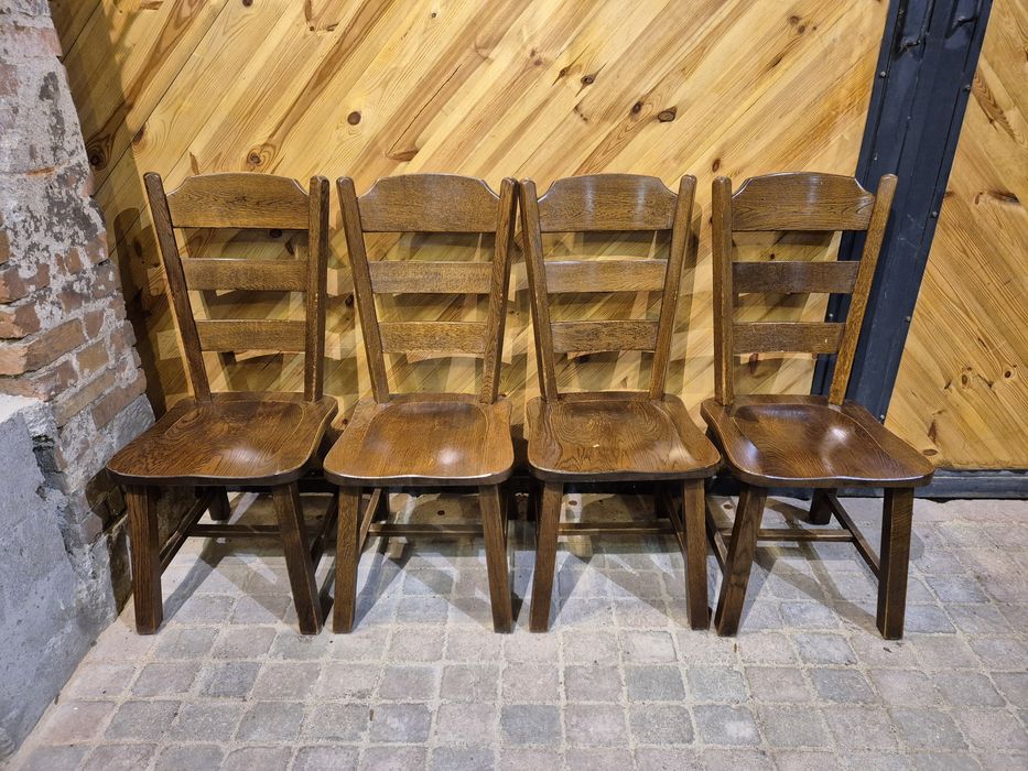 4x Krzesło dębowe góralskie masywne