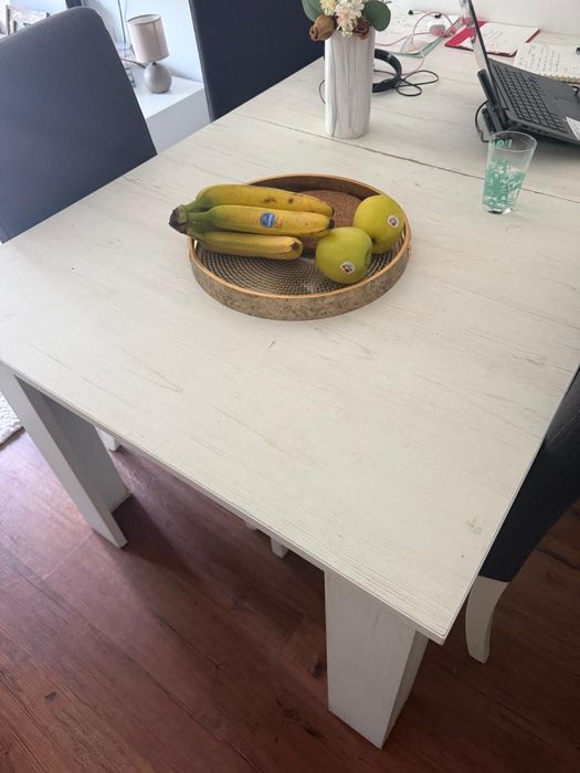 Mesa de jantar branca, extensivel