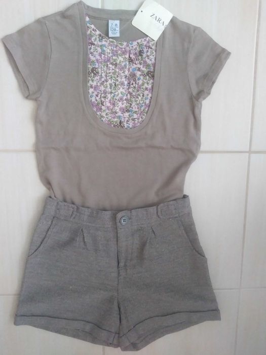 Kpl. Nowa Bluzeczka ZARA + spodenki H&M. Rozm. 128 cm. 7-8 lat.