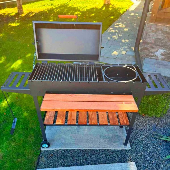 Мангал-барбекю на 13 шампурів з кришкою, решіткою та підставкою