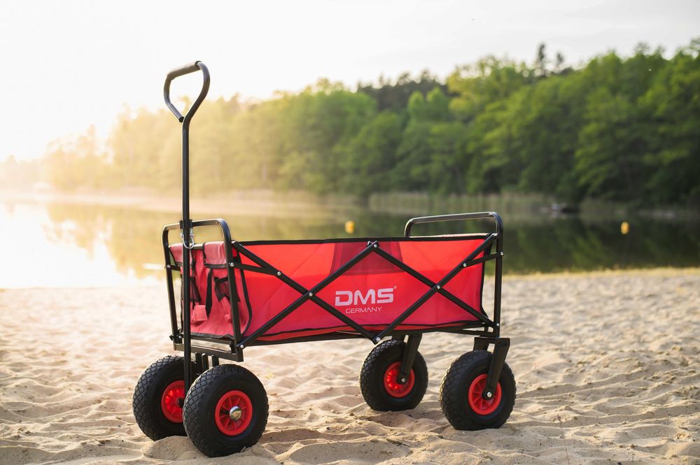 Wózek transportowy plażowy ogrodowy pompowane koła DMS BW04 czerwony
