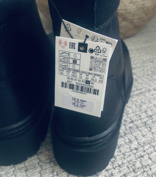 Zara Man buty botki glany 44 derby skórzane eko skóra