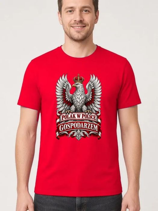 Koszulka męska czerwona polak w polsce gospodarzem orzeł patriotyczna XL