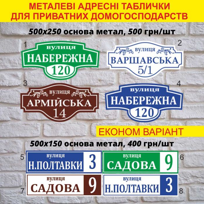 Металеві Адресні Таблички Для Будинку Під Замовлення