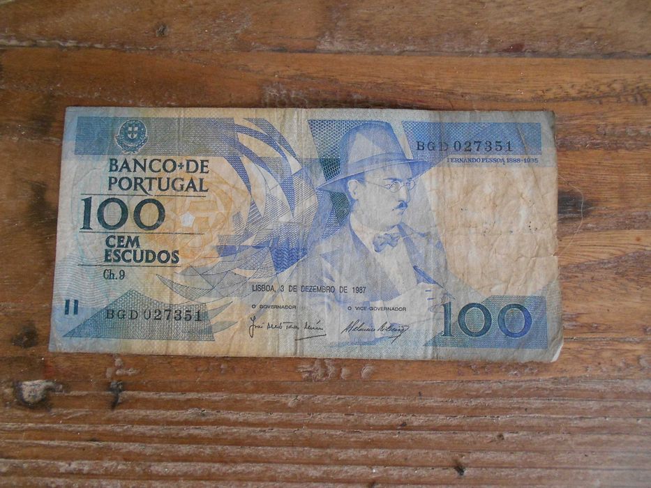 Nota antiga de 100 escudos de 1987