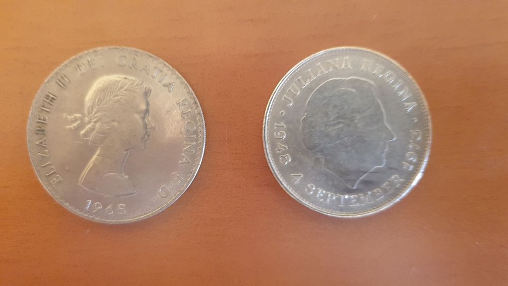 Lote 2 Moedas de Prata – Canadá 1965 + Antilhas Holandesas 1978