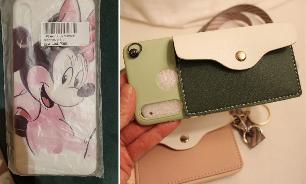 Capa/bolsa Huawei p30 lite, da Minnie, rosa/verde novas