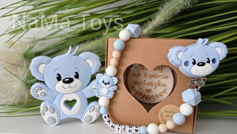 Zawieszka, przywieszka do smoczka. Silikonowy gryzak. Handmade.