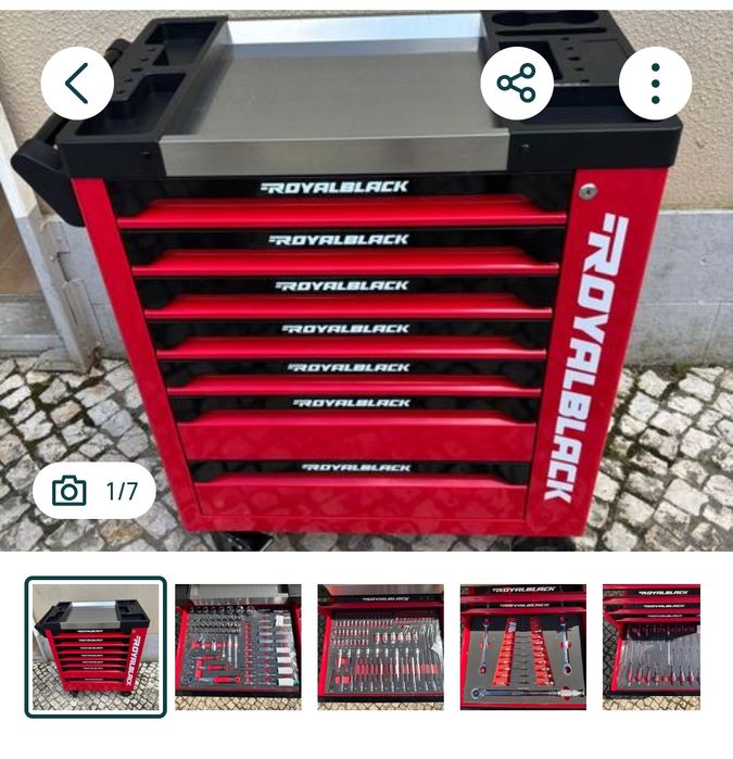 Carinho de ferramentas com 7 gavetas 6 chaias 1 vazio