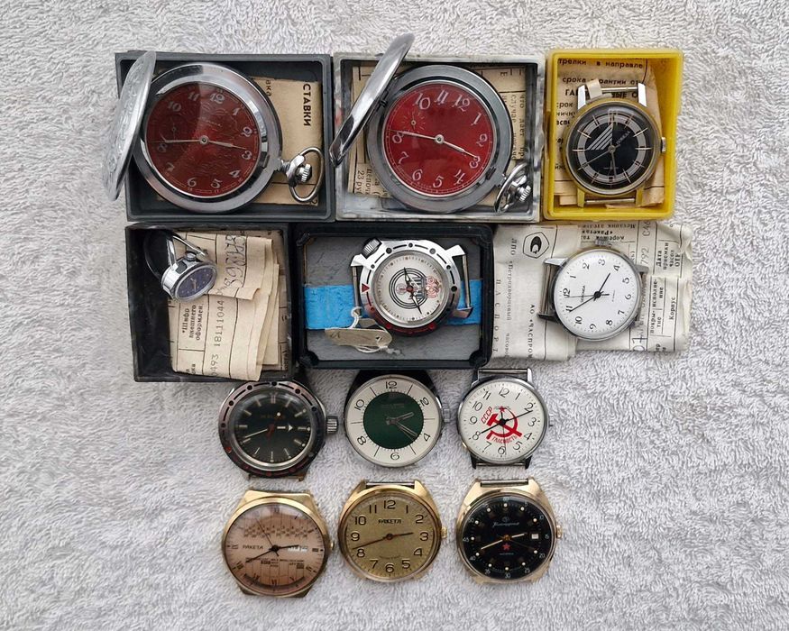 Восток, Амфибия, Полет, Автоподзавод, Позолоченные, Слава, Победа, Луч