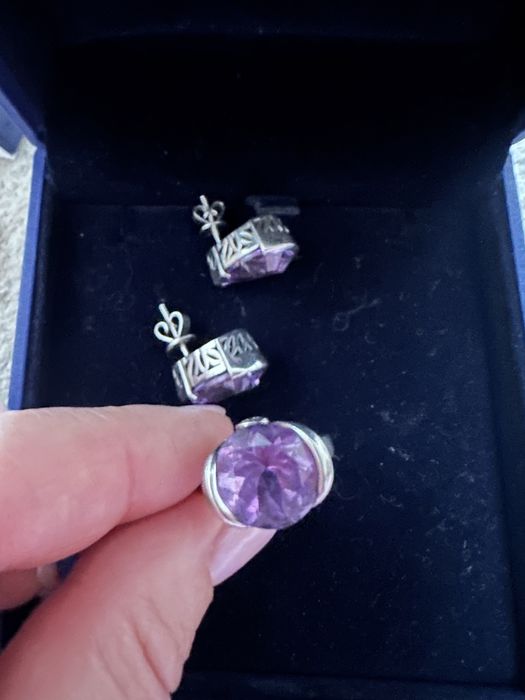 Серебренный комплект с аметистом