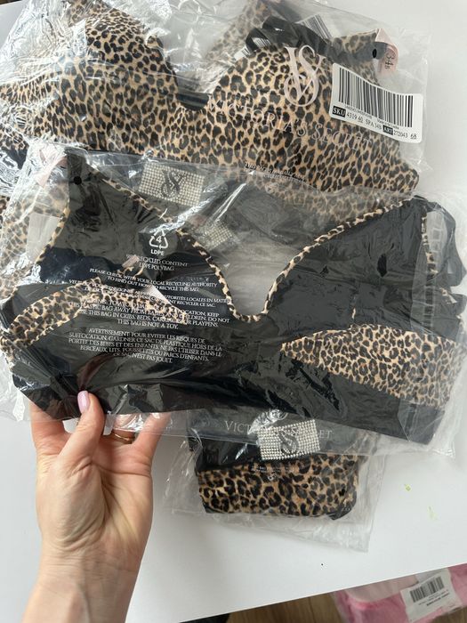 Комплект спідньоі білизни леопард victorias secret 34b 34c s m 75b 75c