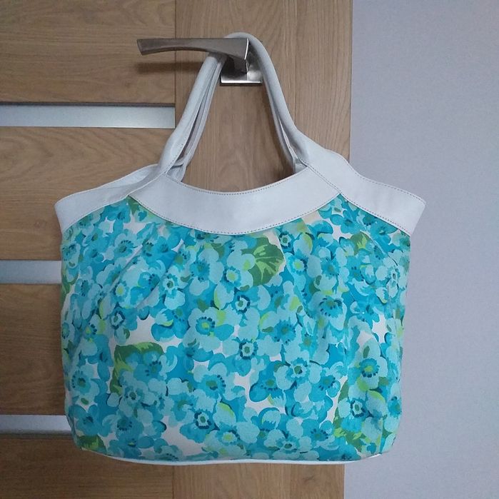 MAXMARA MARELLA oryginalna skóra płótno torebka shopper kuferek worek