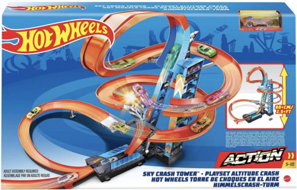 Трек Hot Wheels Небоскреб Падение с Башни Sky Crash Tower (GWT39)