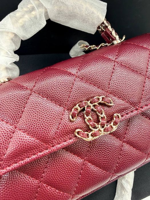 Сумка Chanel Mini Flap Top Handle Bag Caviar Leather бордова