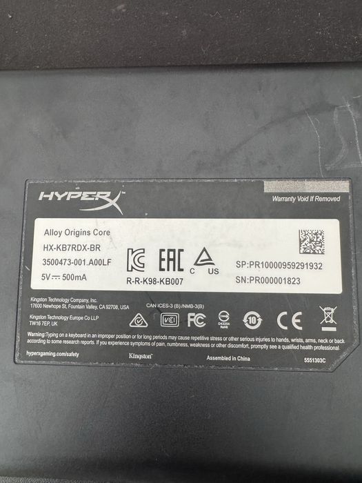 Teclado Hyperx alloy origins core