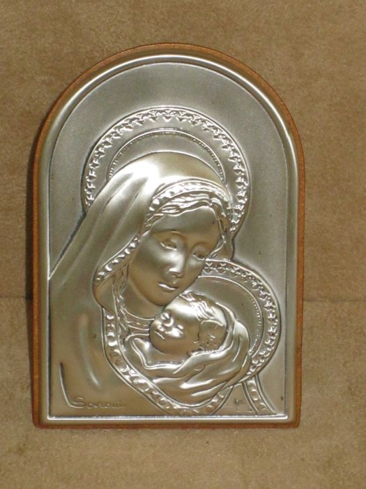 Imagem em Prata Bilaminado (Madona com o Menino) Sovrani