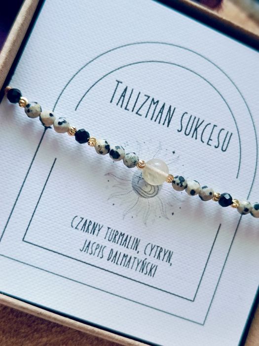 Bransoletka kamienie naturalne jaspis dalmatyński, cytryn