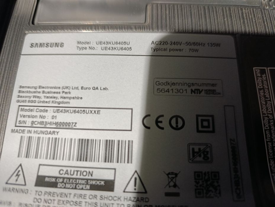 LED UE43 Samsung UE43KU6405 podświetlenie LED listwy LED