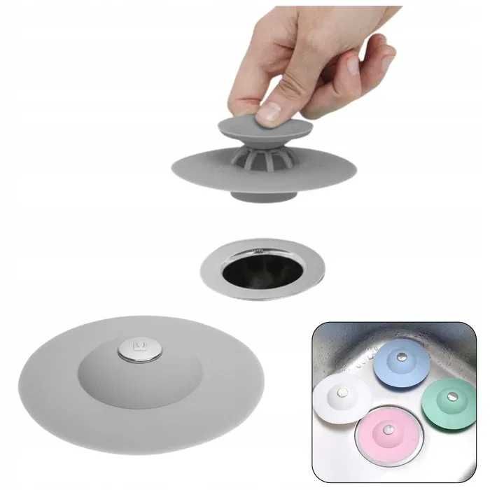 Korek do zlewu umywalki wanny pod prysznic z sitkiem silikonowy