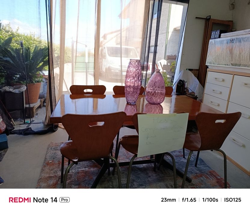 Mesa madeira c, 6 cadeiras
