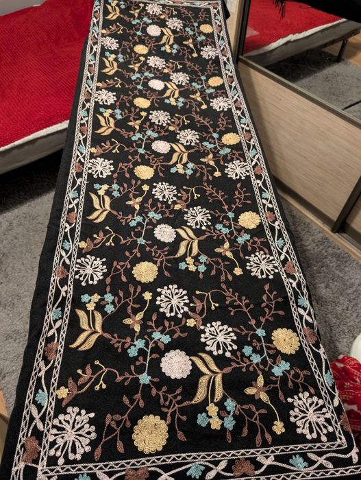 Szal 200x70 kaszmir/wełna haft