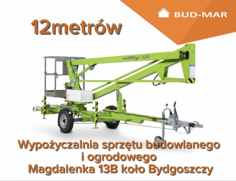Wynajmę podnosnik samojezdny pająk nożycowy podnosnik koszowy wzwyżka drabina  do prac ogrodowych bez uprawnien na kategorie B 12m