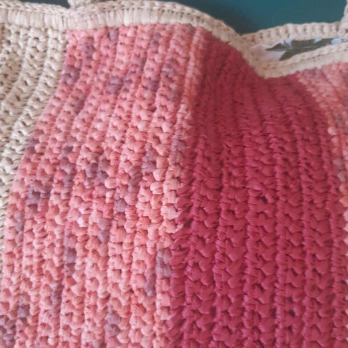 Torebka rafia szydełkowa handmade multicolor