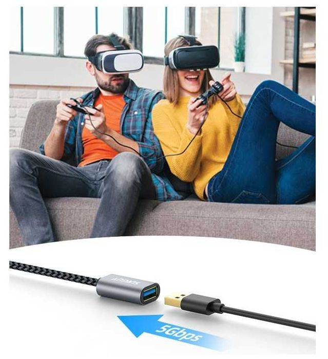 Kabel przedłużający USB A w oplocie 50cm SUNGUY
