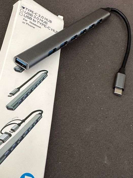 Hub - rozgałęziacz do laptopa/tabletu USB-C na 7xUSB-A nowy do Macbook