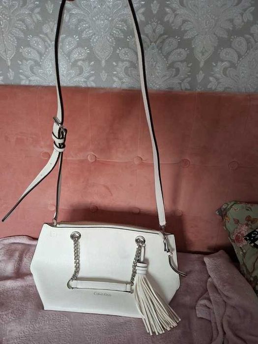 Nowa Skórzana Torebka Calvin Klein CK Shopper Biała OKAZJA