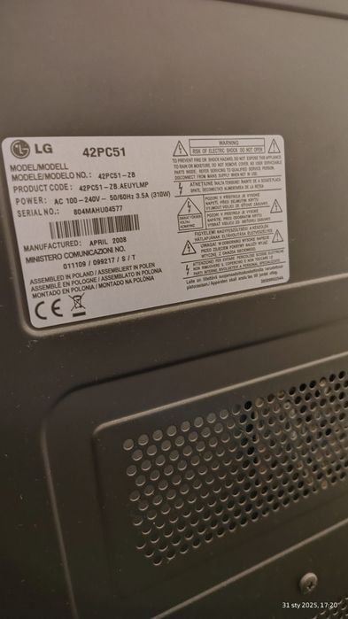 Na   sprzedaż   TV  LG plazma